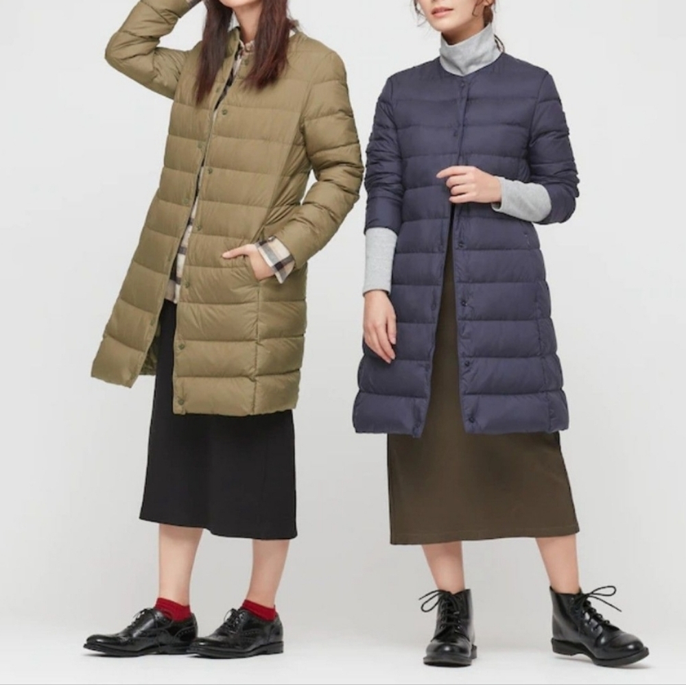 Uniqlo Ultra Light 90% Down Women's S Navy Long Jacket Packable Puffer Coat